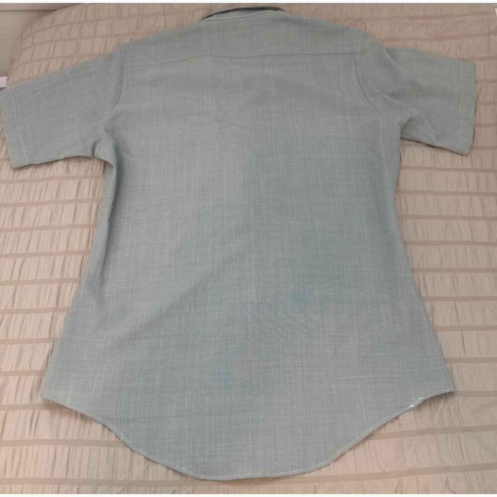 Vintage Men's FLYING CROSS Uniform Shirt - Green Short Sleeve Size Small 10 1/2 - Picture 10 of 11